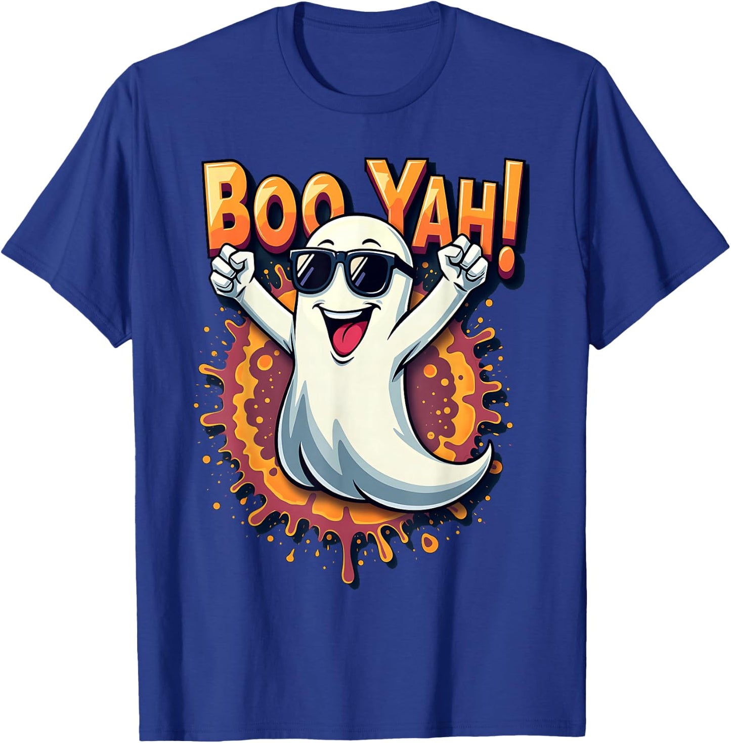 Funny Cool Boo Yah Booyah Rocking Ghost Spooky Boo Halloween T-Shirt - T-Shirt | Royal