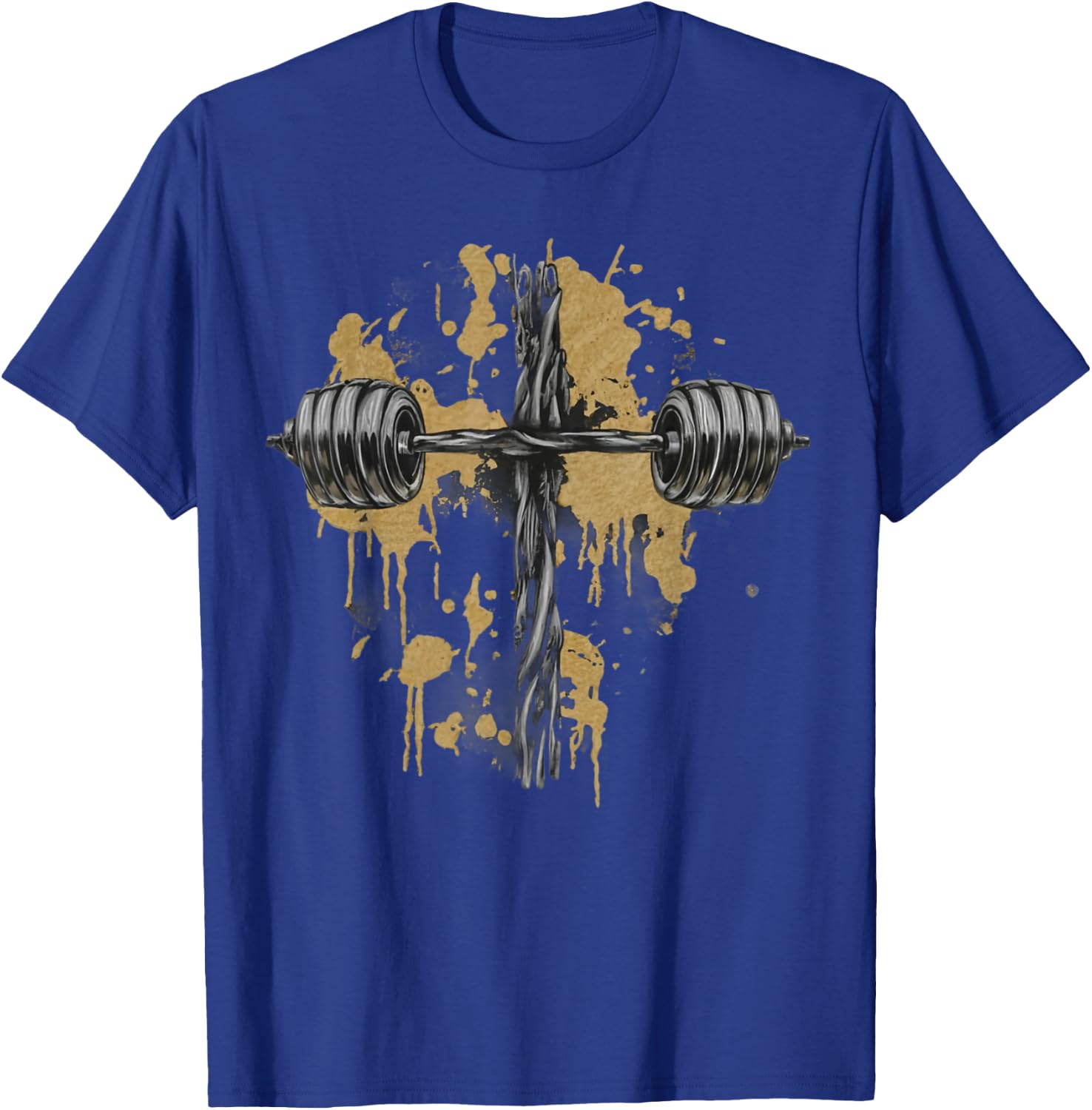 Barbell Cross Funny Christian Gym Jesus Weight Lifting God , Small, Black T-Shirt - T-Shirt | Royal