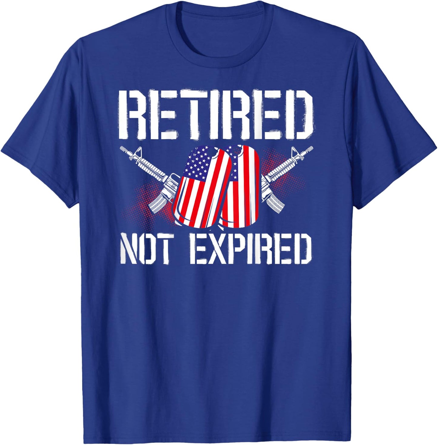 Retired Not Expired Veteran Back Print T-Shirt - T-Shirt | Royal