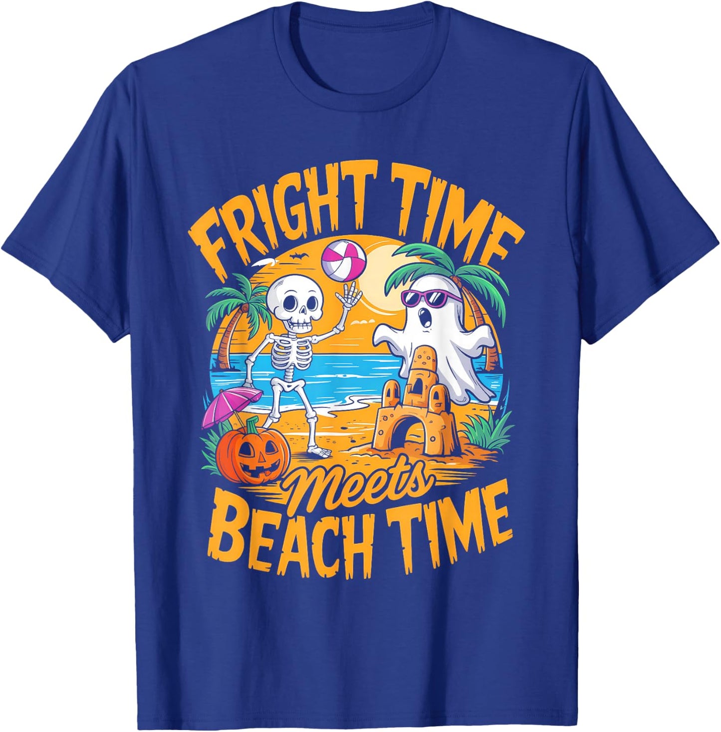 Cute Summerween Ghost Funny Beach Halloween T-Shirt - T-Shirt | Royal