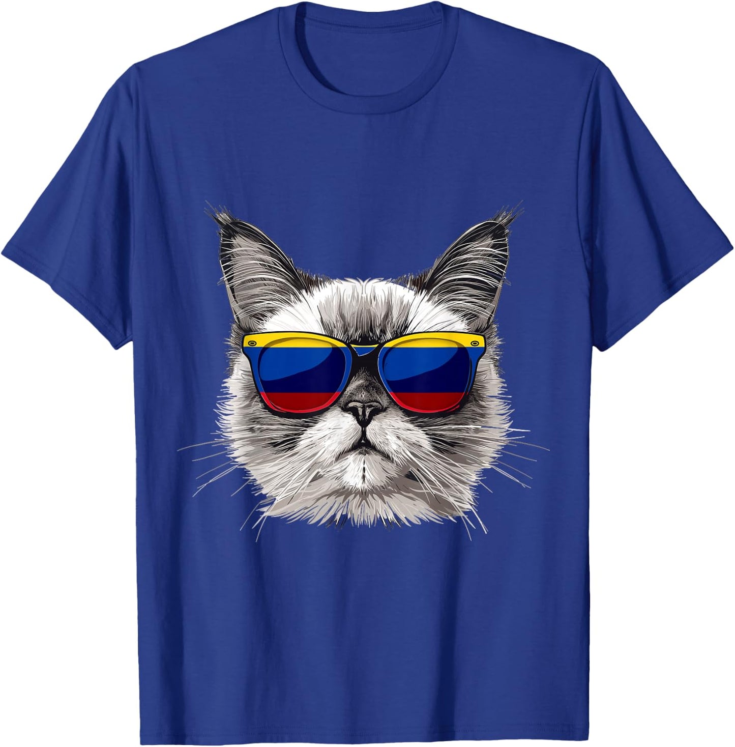 Colombia Flag Cat Mom Souvenirs Products Kitten Colombian T-Shirt - T-Shirt | Royal