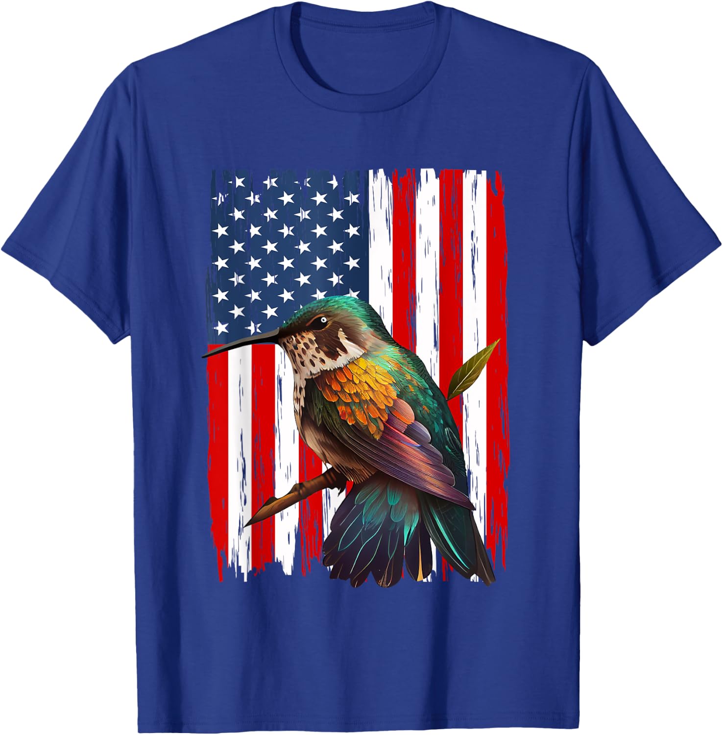 Hummingbird American Flag Bird Lover 4th Of July Men Women T-Shirt - T-Shirt | Royal