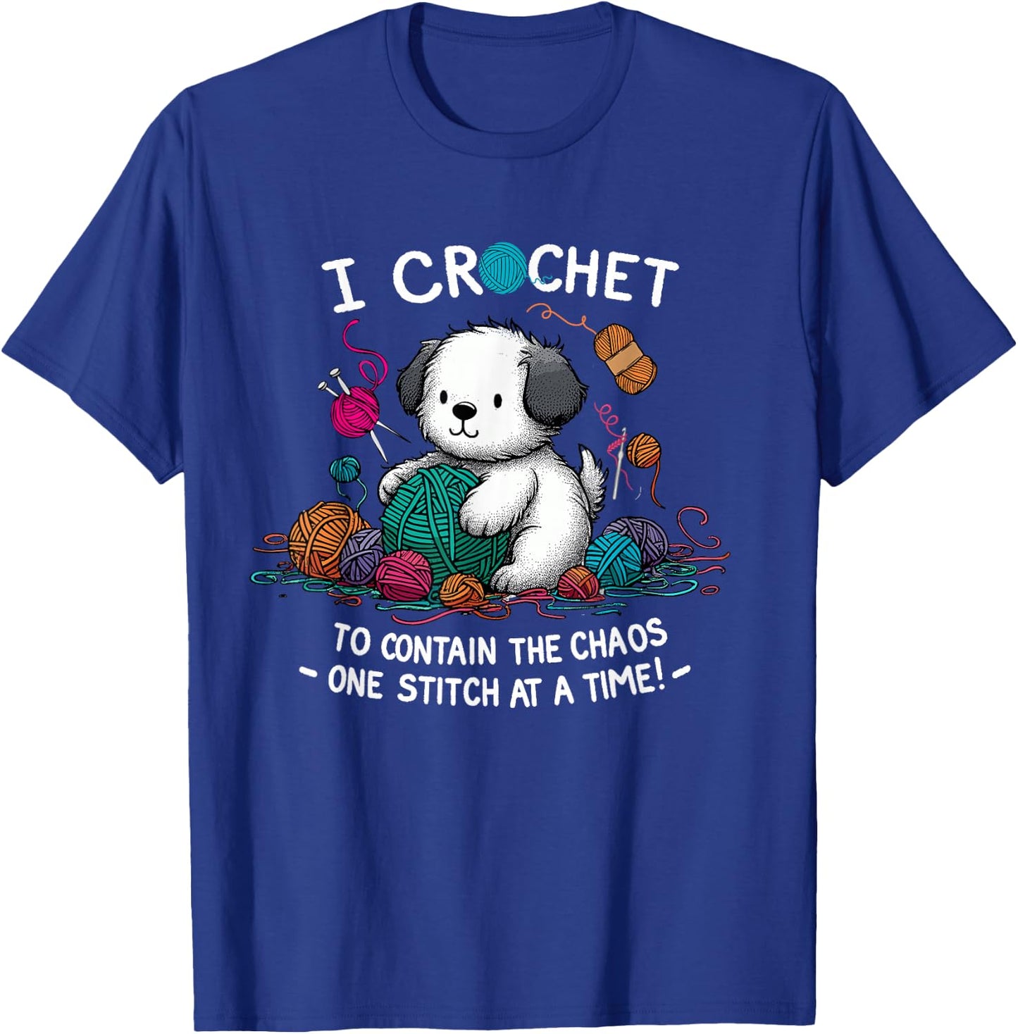 Funny Graphic for Yarn Crochet Lovers Dog Theme Mom T-Shirt - T-Shirt | Royal