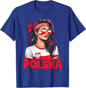 Poland Flag Woman Sunglasses Girls Polska T-Shirt - T-Shirt | Royal