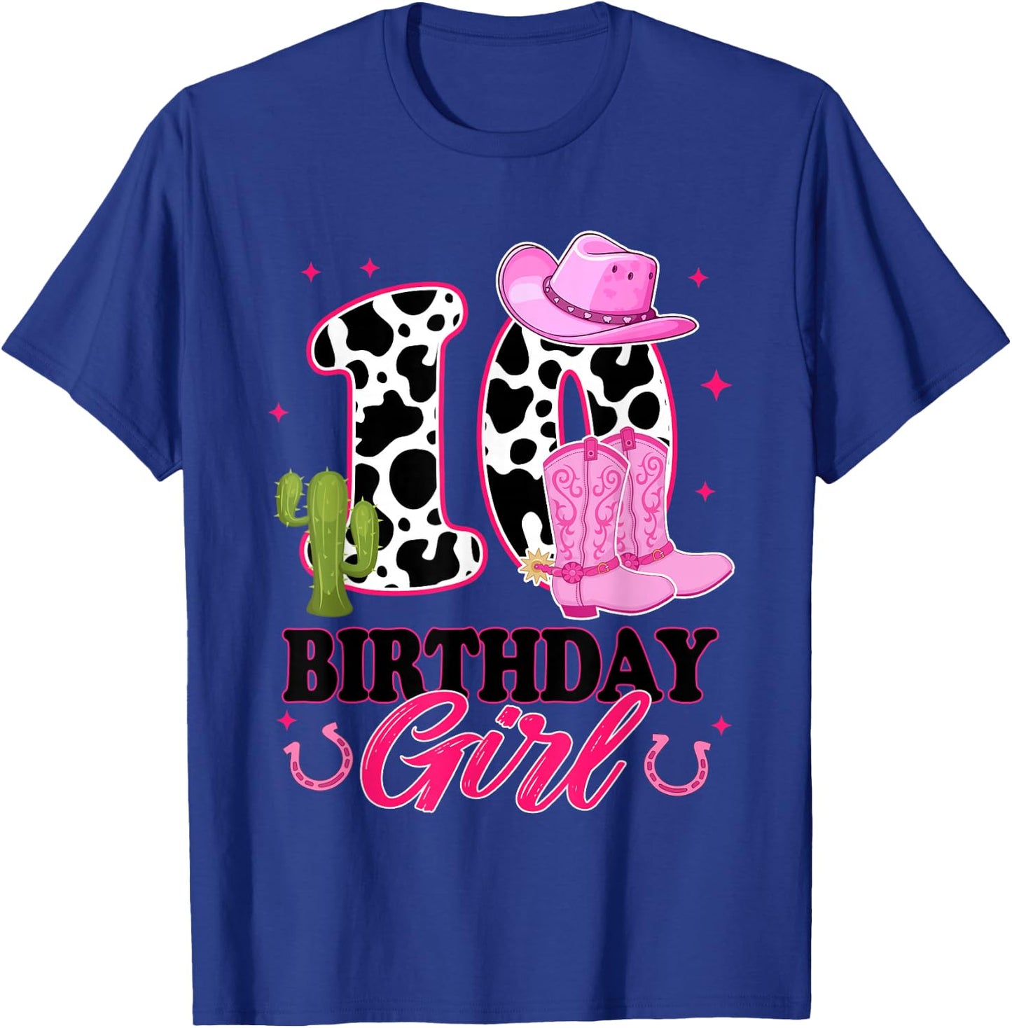 10th Birthday Girl Rodeo Western 10 Year Old Cowgirl T-Shirt - T-Shirt | Royal