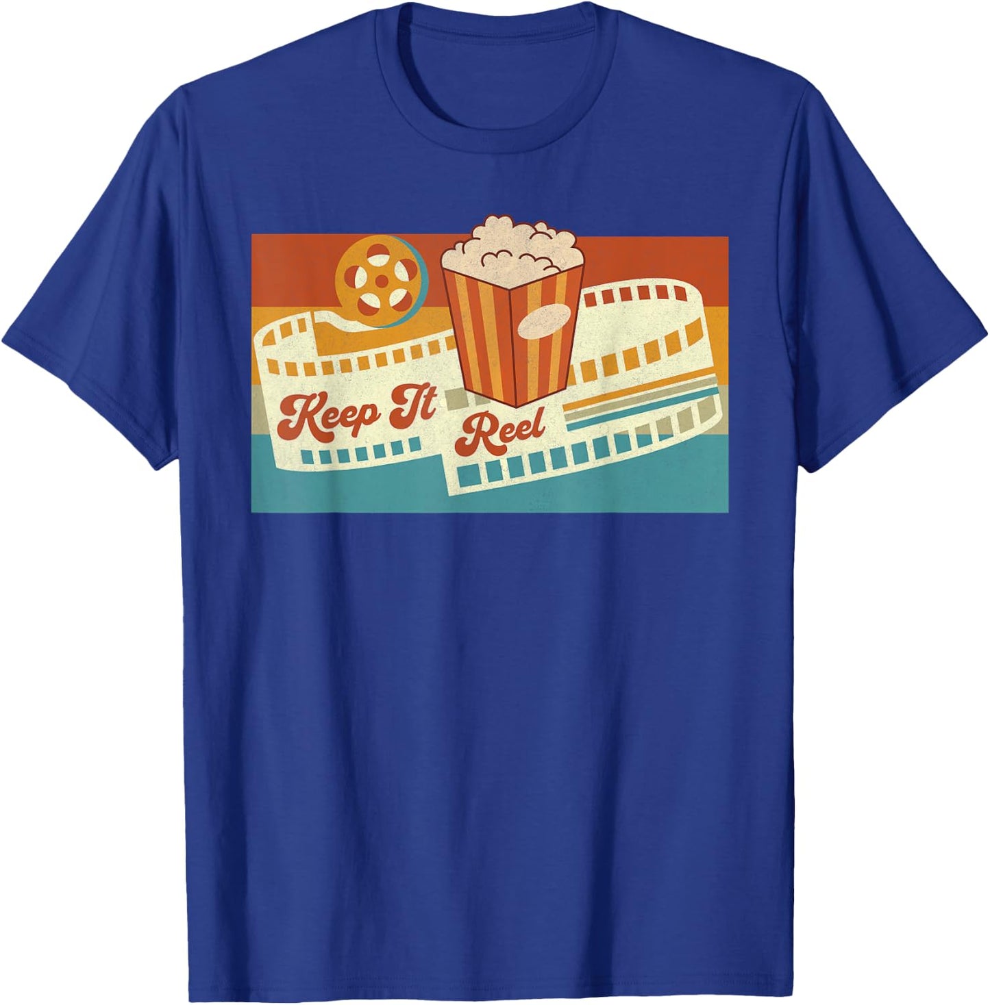 Keep It Reel Movie Theater Film Buff Cinephile Filmmaker 70s T-Shirt - T-Shirt | Royal