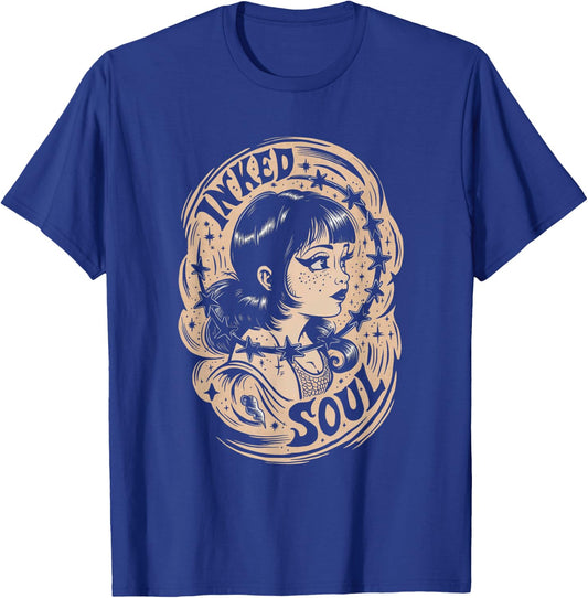 Inked Soul Vintage Tattoo Goth Girl T-Shirt - T-Shirt | Royal