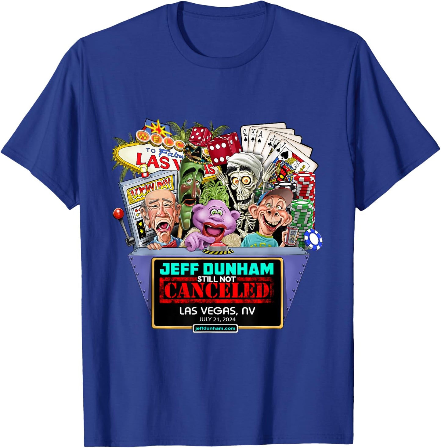 Jeff Dunham Las Vegas, NV (2024) T-Shirt - T-Shirt | Royal