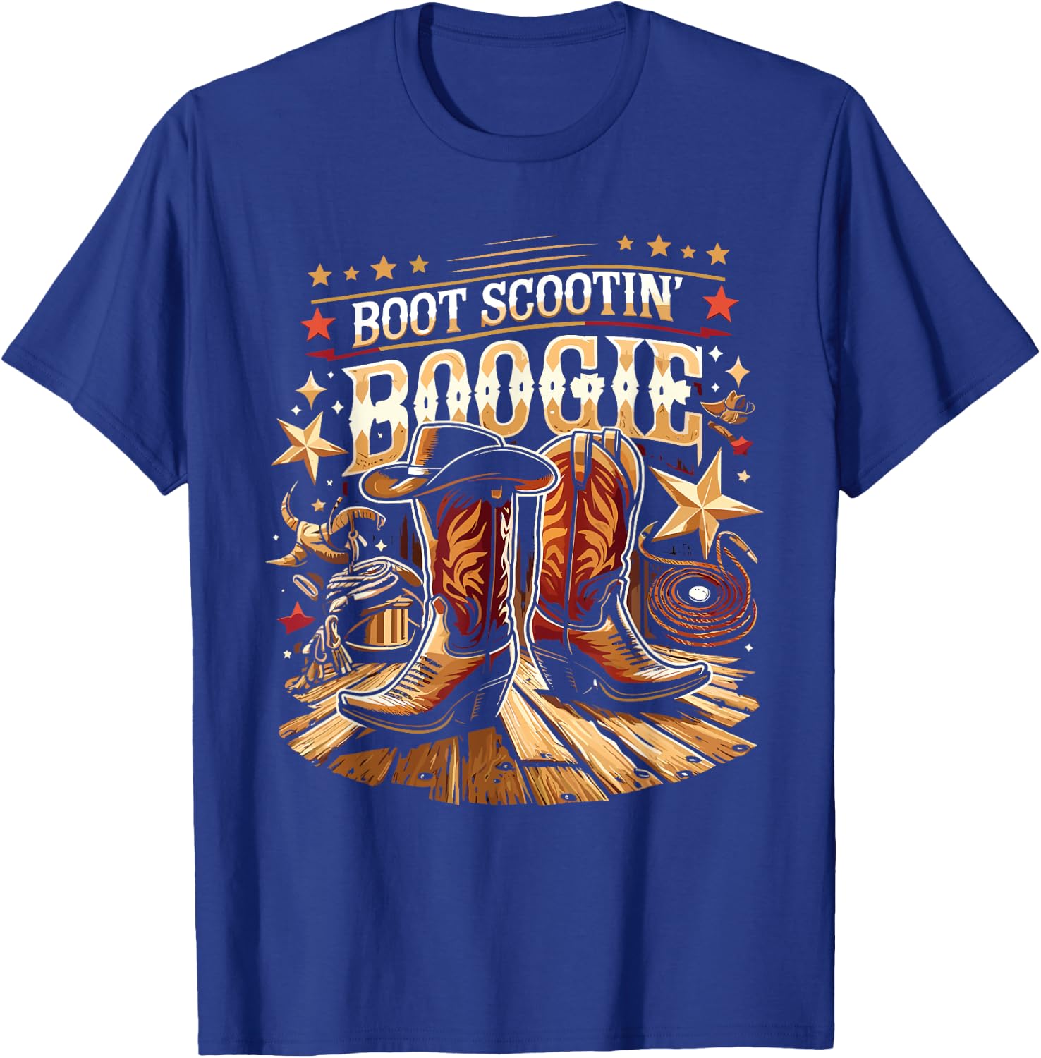 Boot Scootin’ Boogie Cowboy Western Cowboy Boots T-Shirt - T-Shirt | Royal