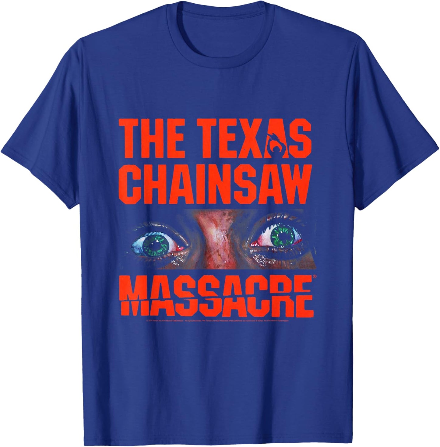 Texas Chainsaw Massacre Sally's Eyes and Jumbo Logo T-Shirt - T-Shirt | Royal