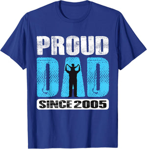 Proud Dad Since 2005 Father Dad 2005 Father 2005 Vintage T-Shirt - T-Shirt | Royal