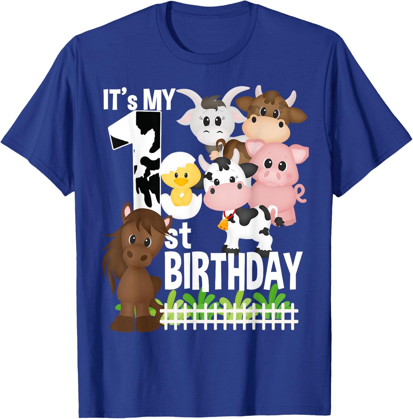 It's My 1st Birthday Party Farm Animals Barnyard Theme Bday T-Shirt - T-Shirt | Royal