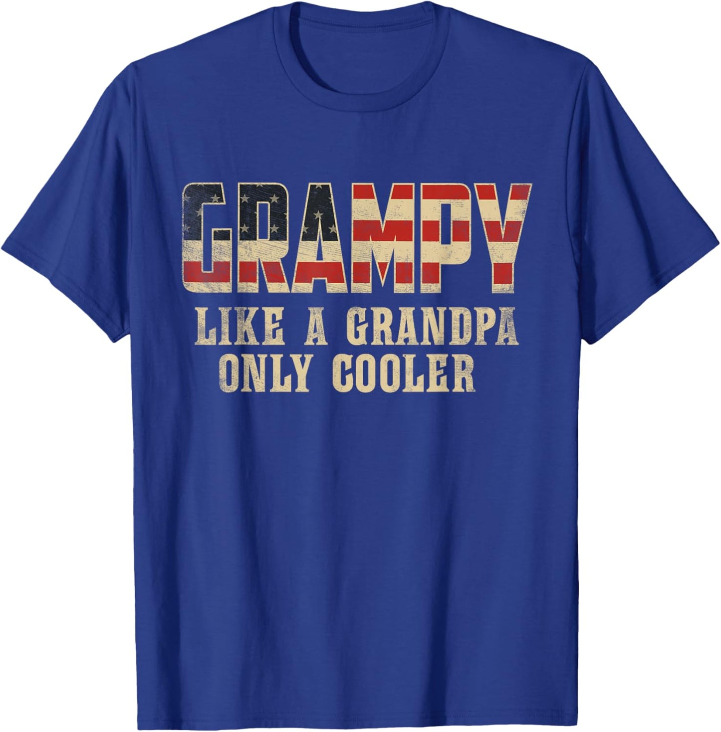 Grampy Like A Grandpa Only Cooler Vintage American Flag T-Shirt - T-Shirt | Royal