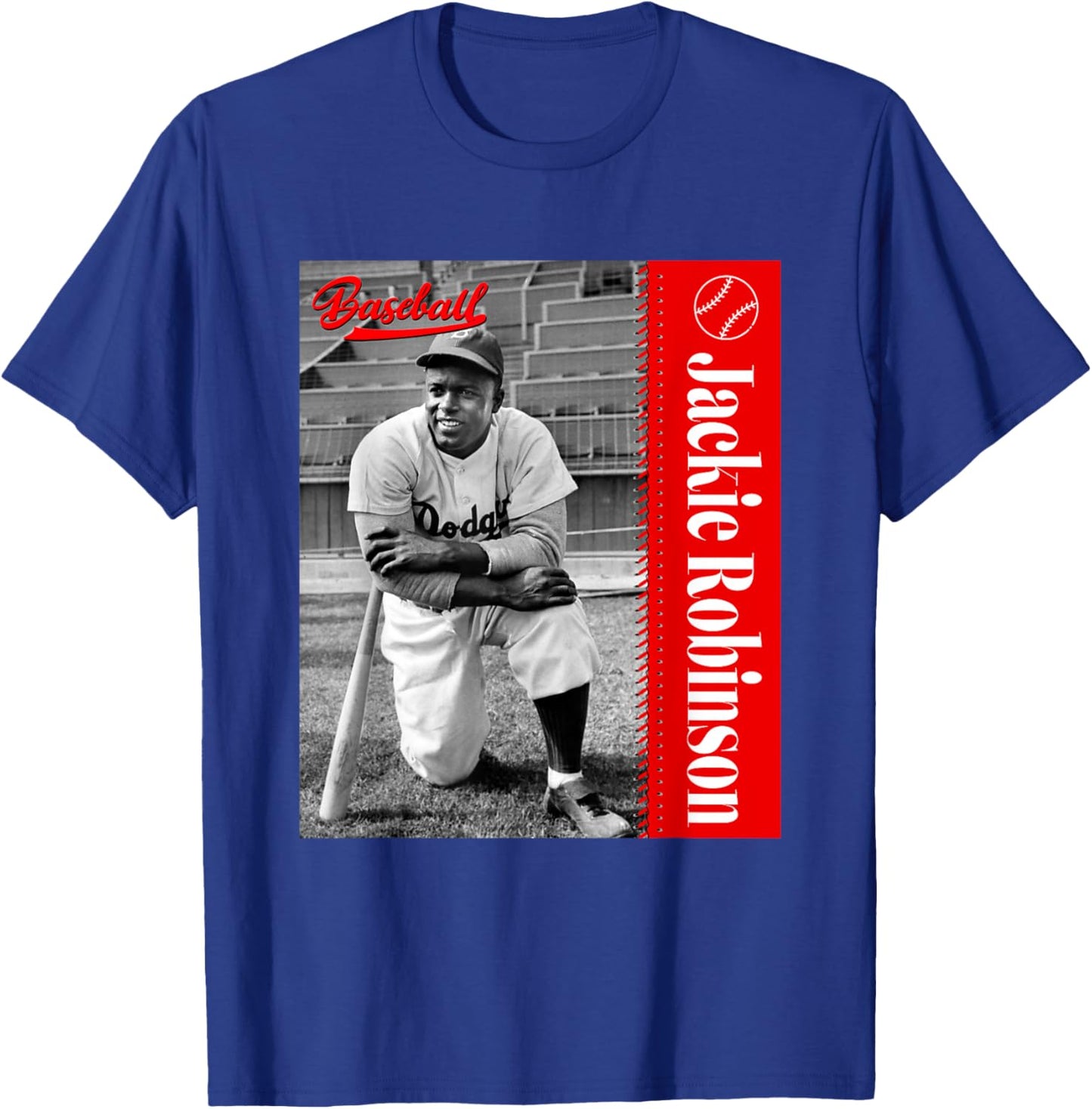 Baseball Freaks Jackie Robinson Baseball Theme - Black, Small, -Adults, Short Sleeve T-Shirt - T-Shirt | Royal