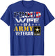 Proud Wife of A Army Veteran American Flag Military Gift T-Shirt - T-Shirt | Royal