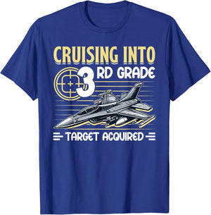 Cruising Into 3rd Grade Jet Fighter First Day Back To School T-Shirt - T-Shirt | Royal