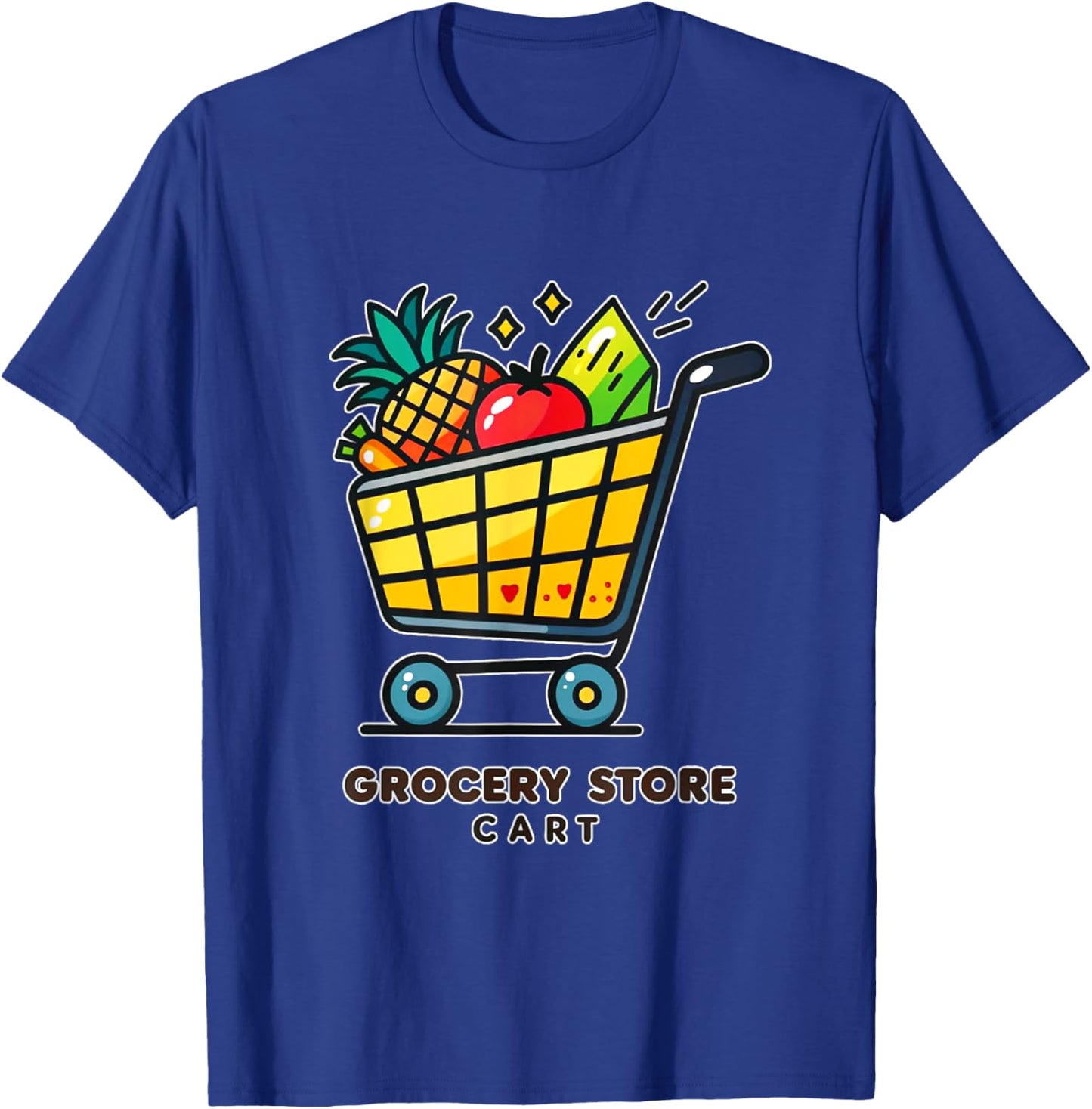 Bright Grocery Store Cart with Food T-Shirt - T-Shirt | Royal