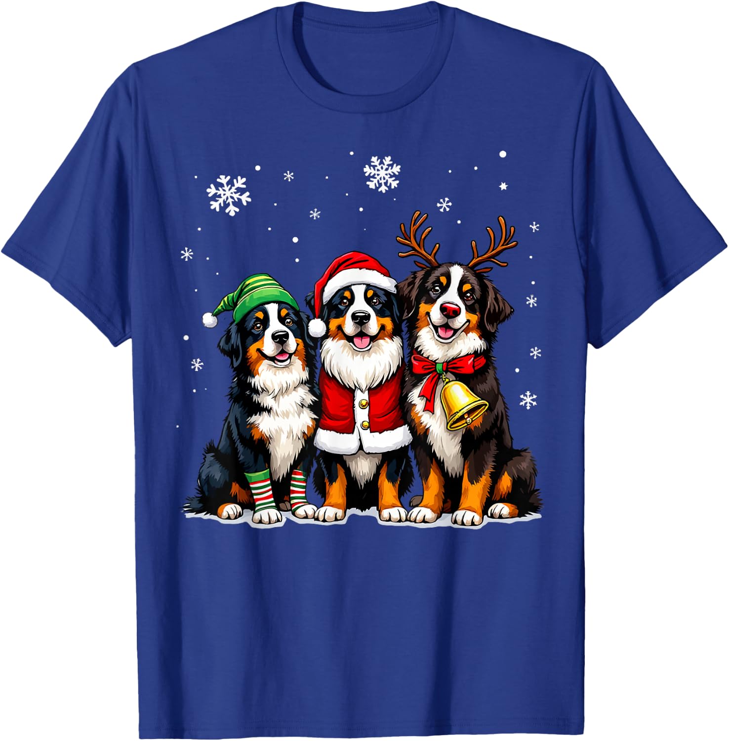Bernese Mountain Dog Christmas Dogs Funny Santa Reindeer Elf T-Shirt - T-Shirt | Royal
