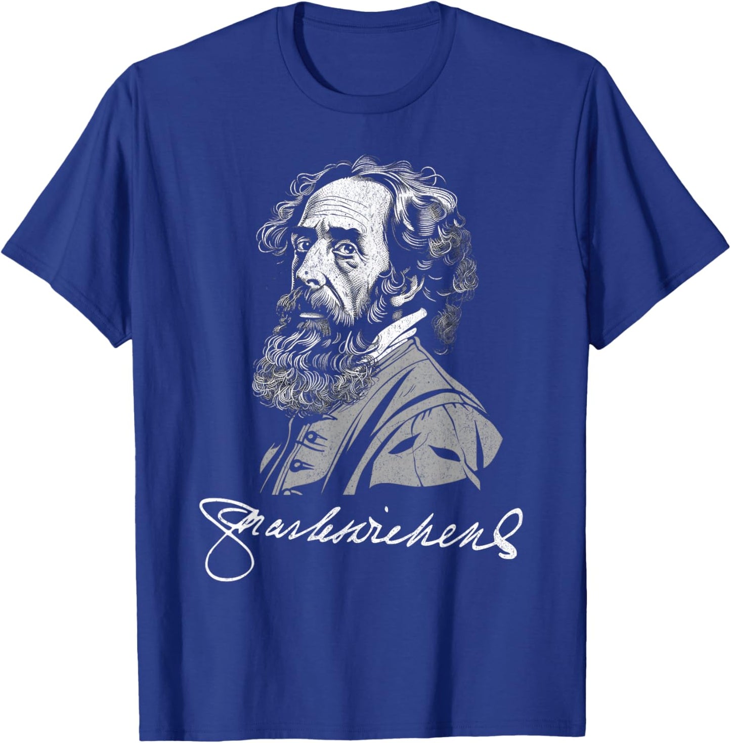 Charles Dickens with Signature For Literature Fans T-Shirt - T-Shirt | Royal