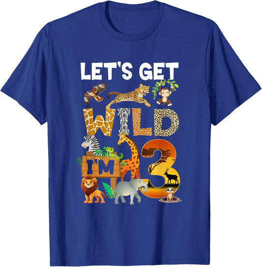 3 Year Old Zoo Birthday Safari Jungle Animal 3Rd Bday T-Shirt - T-Shirt | Royal