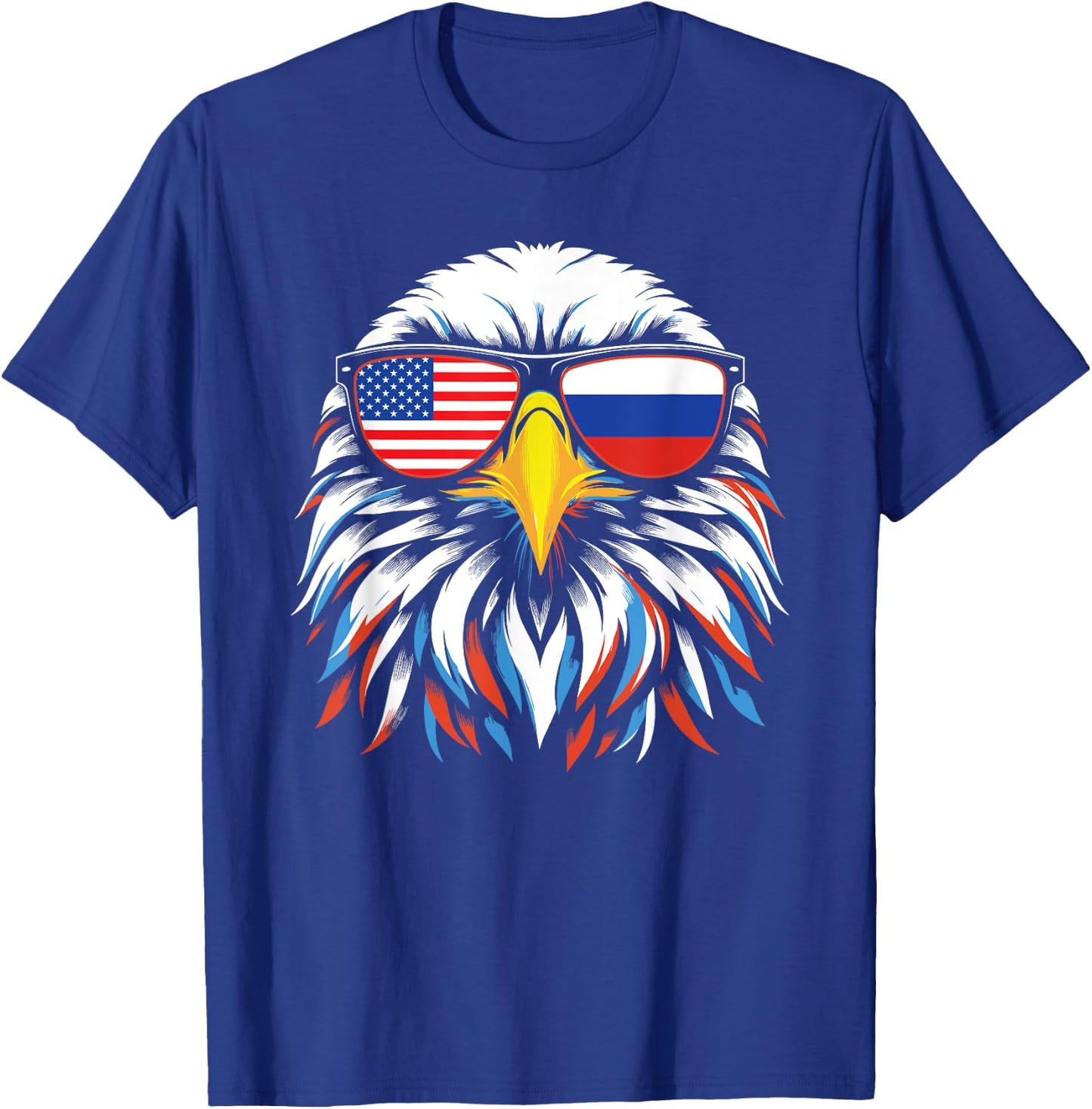 Russia USA Flag Half Russian American Patriotic Eagle Kids Men T-Shirt - T-Shirt | Royal