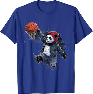 Basketball Slam Dunk Panda Bear Artwork Basketball Lover T-Shirt - T-Shirt | Royal