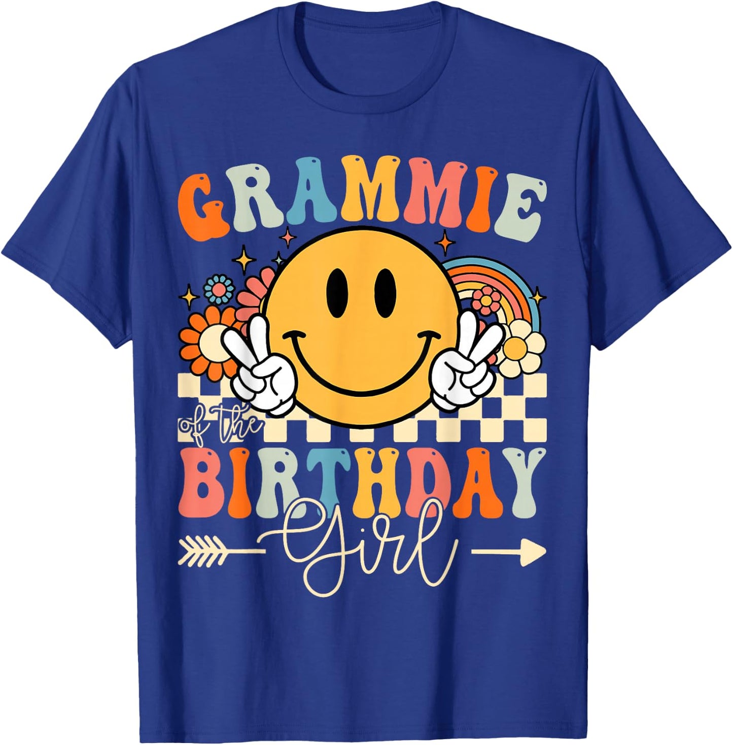Grammie Of The Birthday Girl Groovy Retro Vintage T-Shirt - T-Shirt | Royal