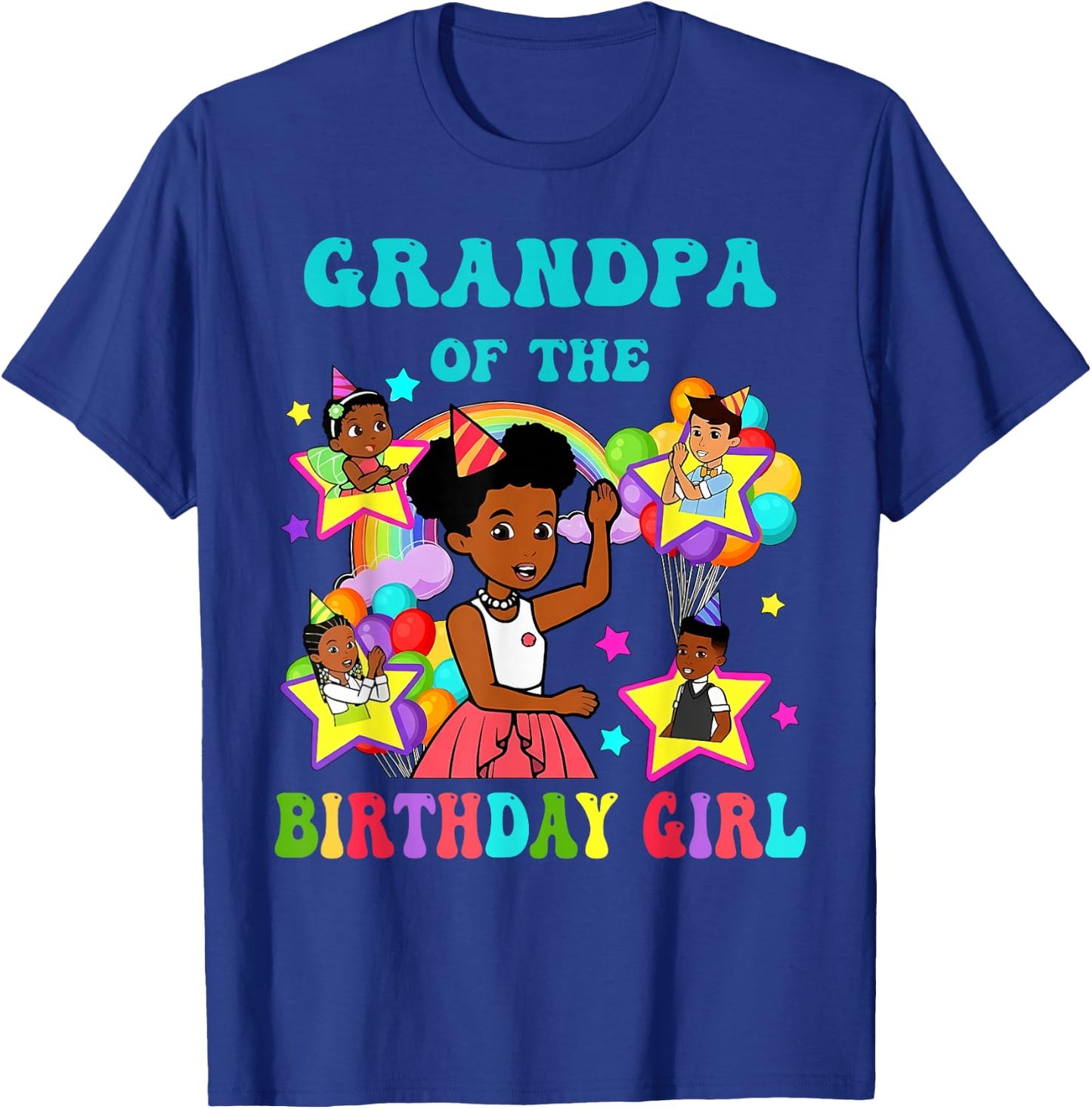 Grandpa of Birthday Girl Gracie Pink Doll Family Decorations T-Shirt - T-Shirt | Royal