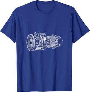 Jet Engine Blueprint Amazing - Engineers / Mechanics T-Shirt - T-Shirt | Royal