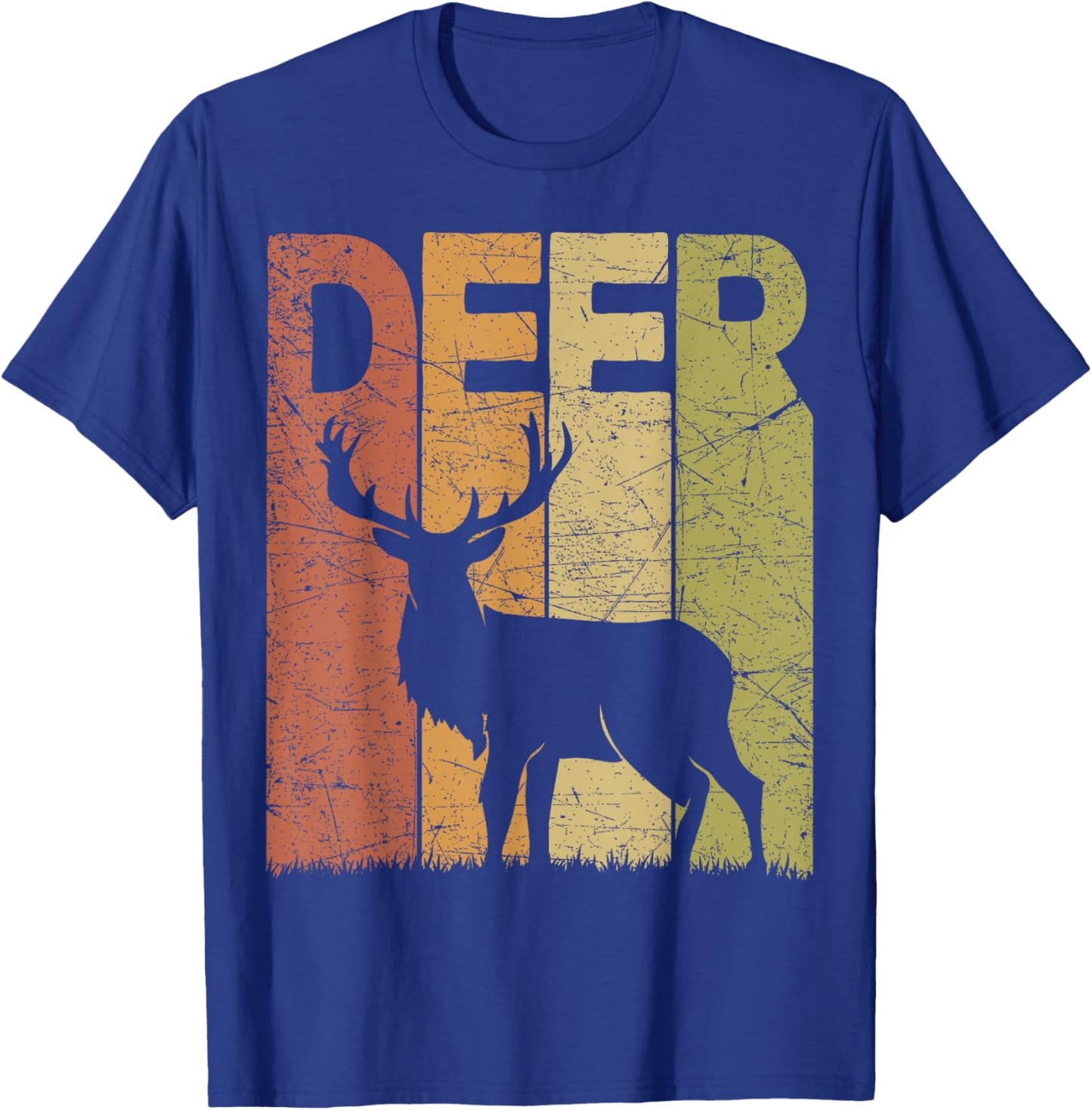 Deer Hunt Vintage Deer Retro Designs -Adults Kids Deer Graphic Retro Throwback Lettering Black Small Short Sleeve T-Shirt - T-Shirt | Royal