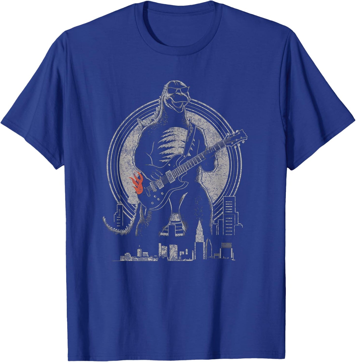 Theater Of Oneness - Music Dinosaur Guitar Funny Vintage Guitar Graphic Rock Guitarist , Small, Black T-Shirt - T-Shirt | Royal