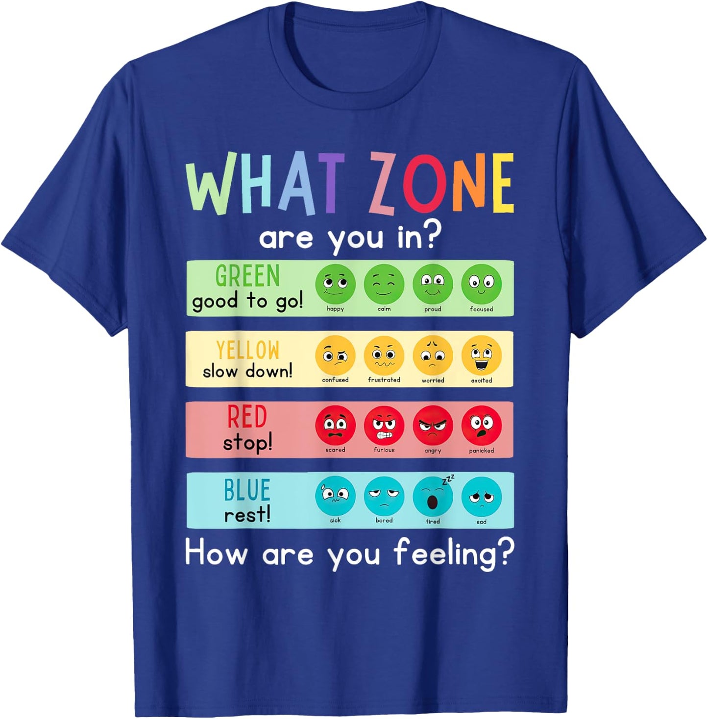 What Zone Are You In How Are You Feeling Funny Quote T-Shirt - T-Shirt | Royal