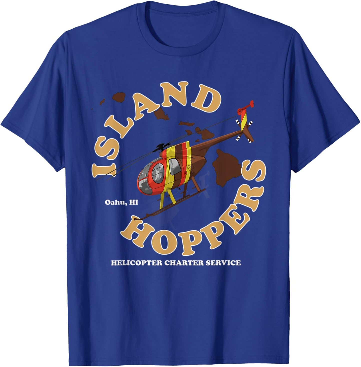 Magnum Island Helicopter Charter Service Hoppers T-Shirt - T-Shirt | Royal