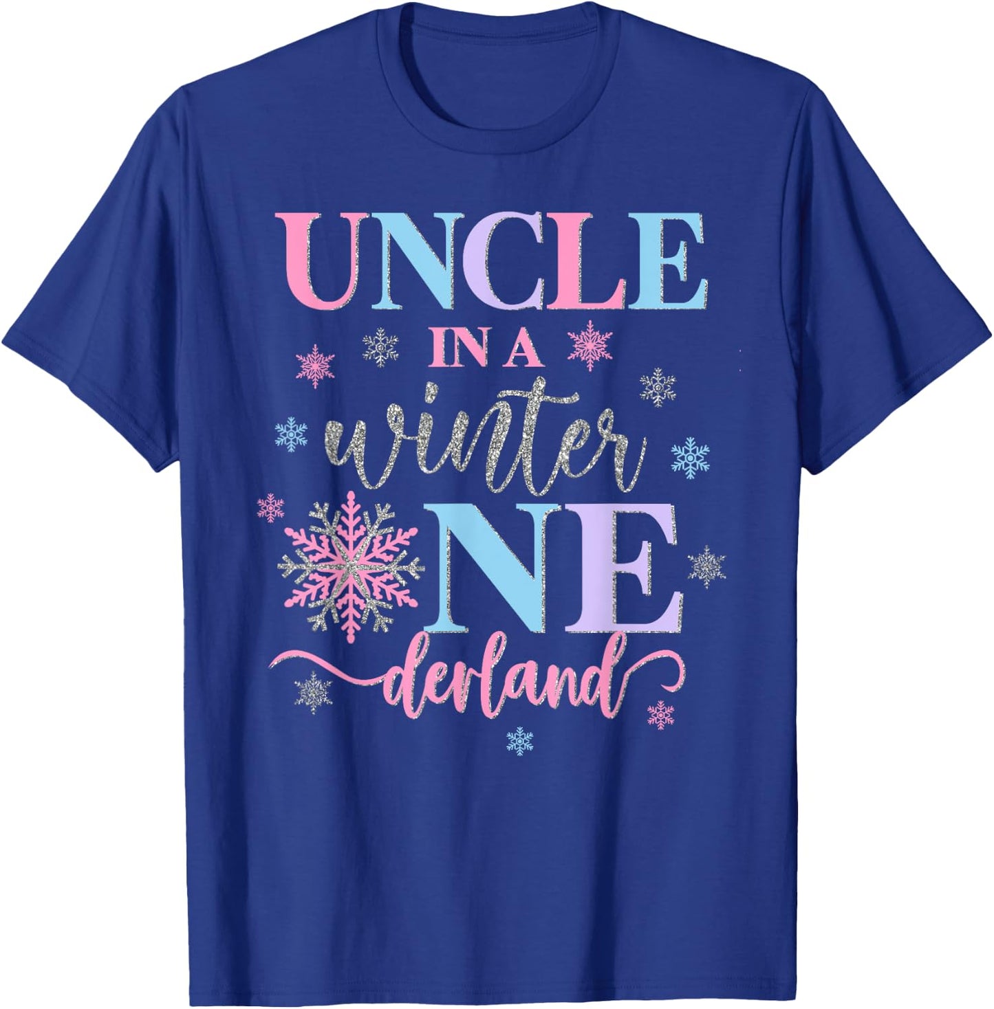 Uncle in a Winter Onederland Birthday Girl Sweet Snowflake T-Shirt - T-Shirt | Royal