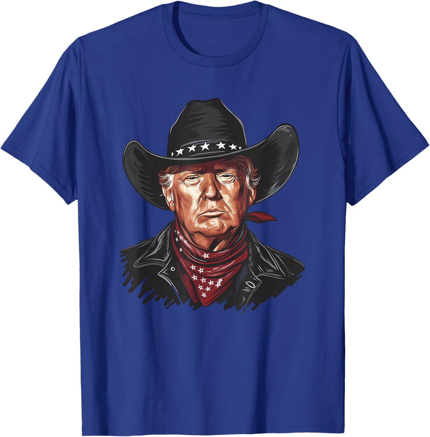Funny Cowboy Western Donald Trump US Flag 2024 Election T-Shirt - T-Shirt | Royal