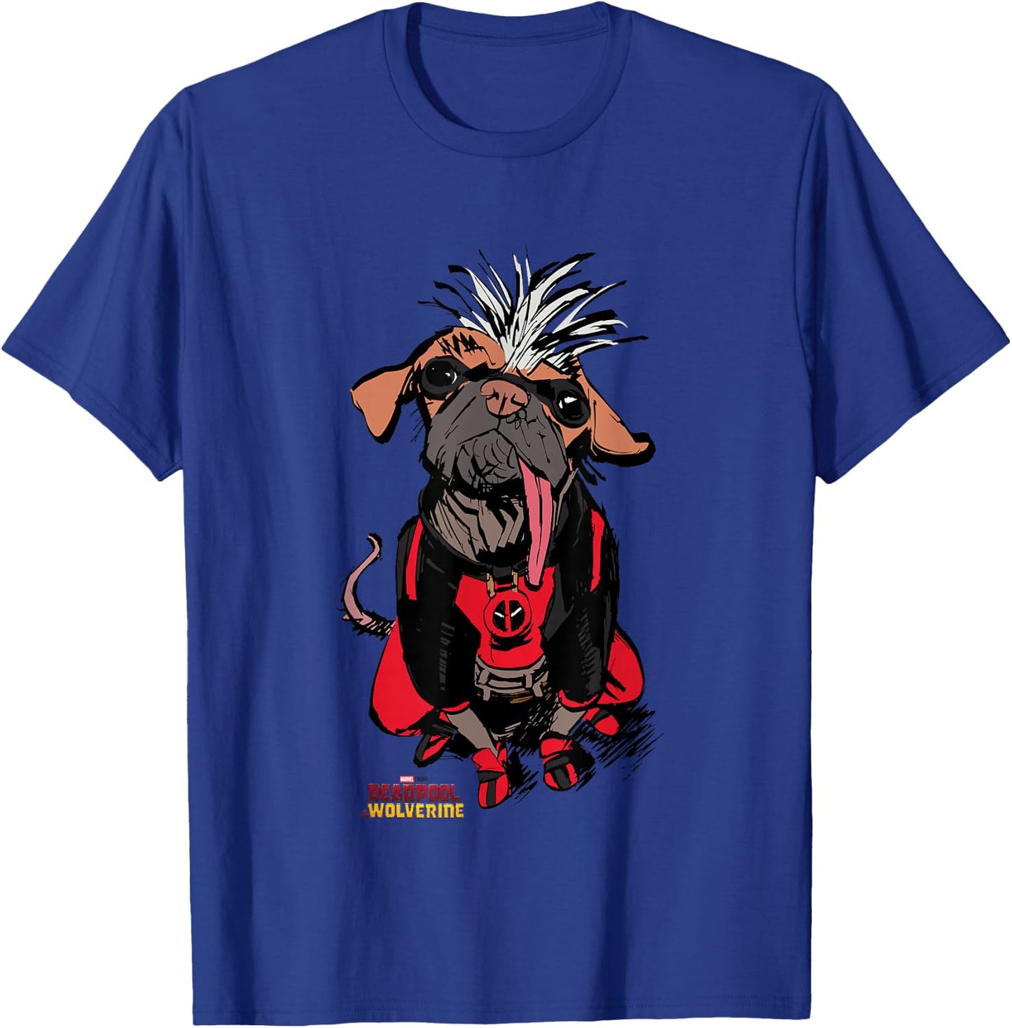 Marvel Deadpool & Wolverine Sketchy Dogpool Comic Portrait T-Shirt - T-Shirt | Royal