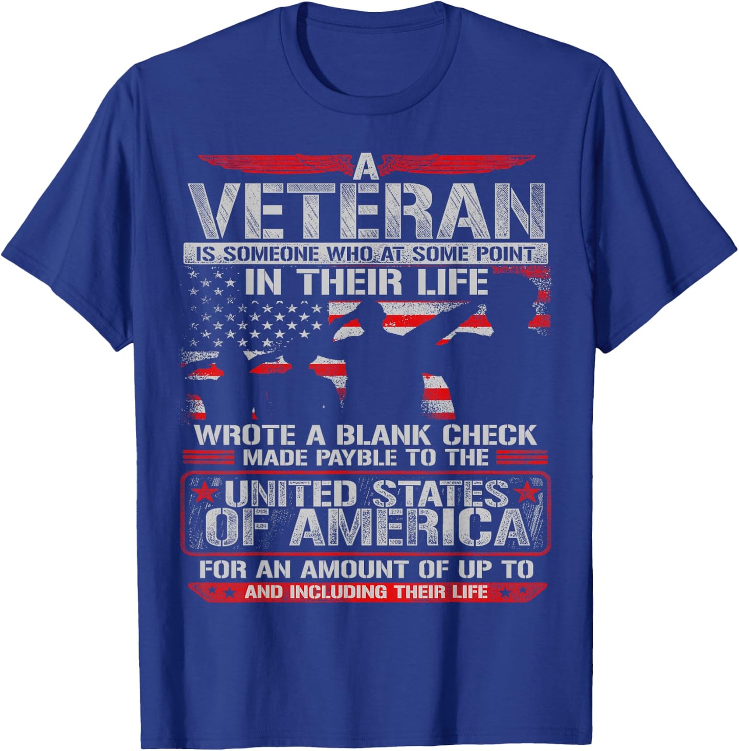 Veteran Wrote Blank Check for Gun Enthusiast T-Shirt - T-Shirt | Royal