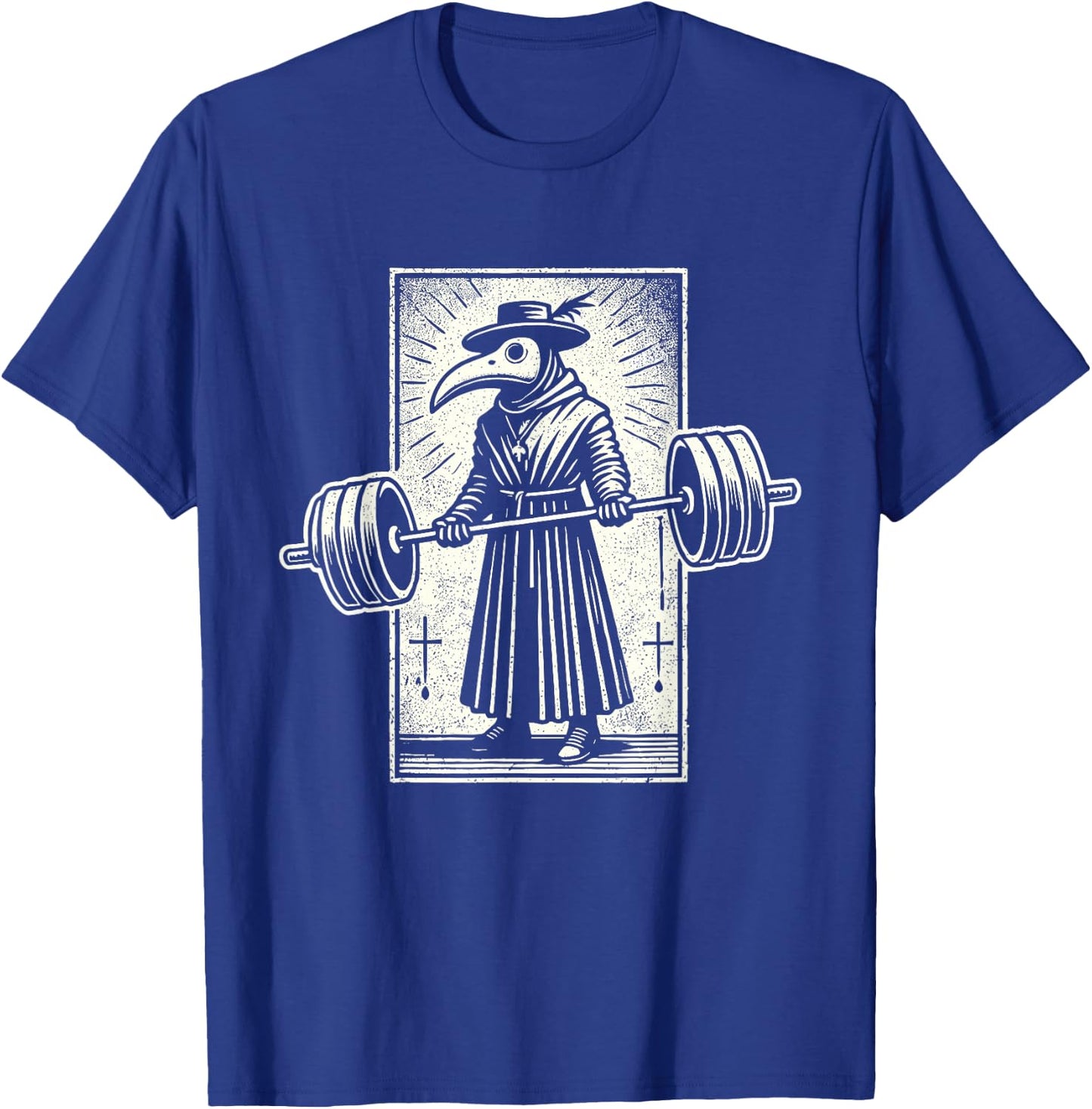 Plague Doctor Weightlifting Funny Retro Vintage Gym Workout T-Shirt - T-Shirt | Royal