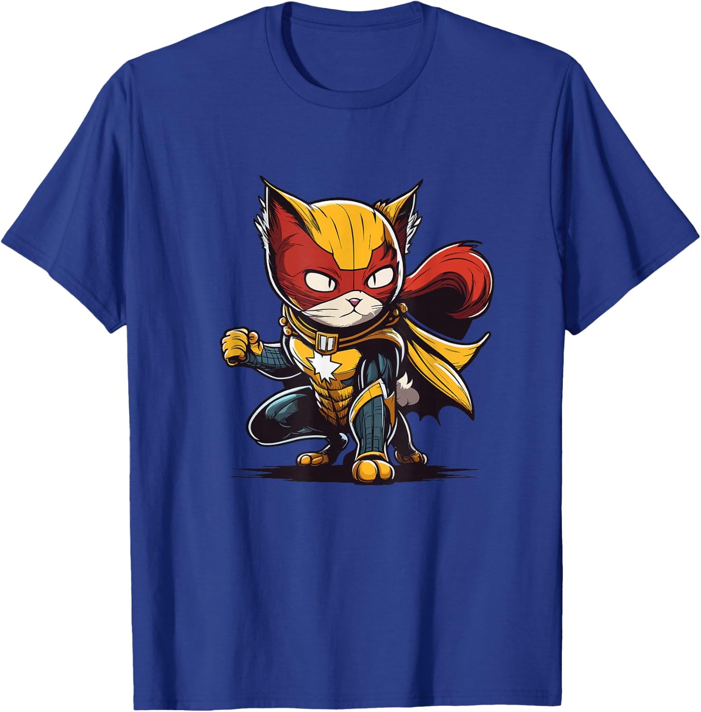Colourful Superhero Cat - Heroic Paw Fun T-Shirt - T-Shirt | Royal