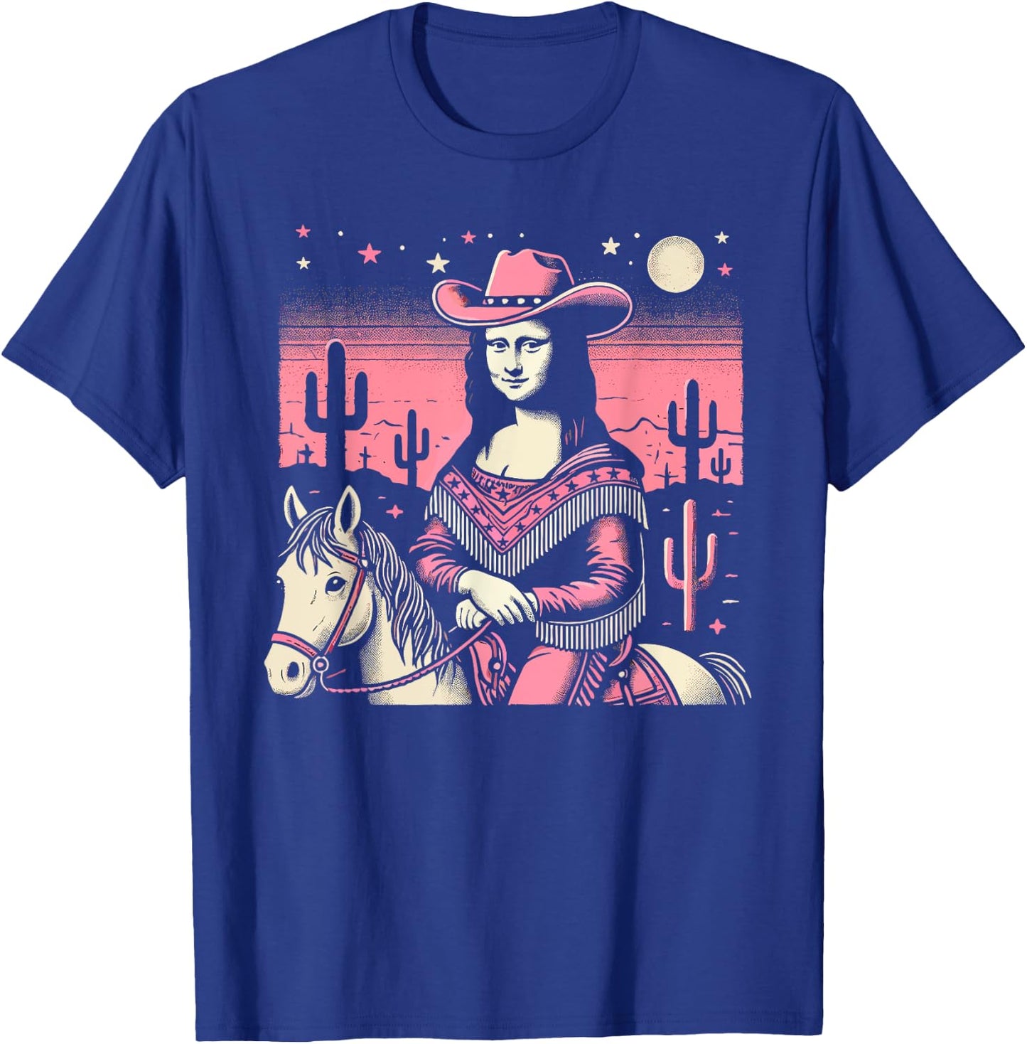 Pink Cowboy Cowgirl Mona Lisa Country Western Pink Cowgirl T-Shirt - T-Shirt | Royal