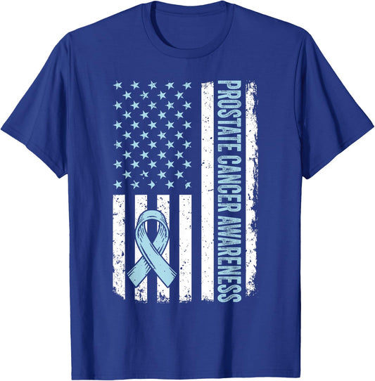 Prostate Cancer Shirt America Flag Prostate Cancer Awareness T-Shirt - T-Shirt | Royal