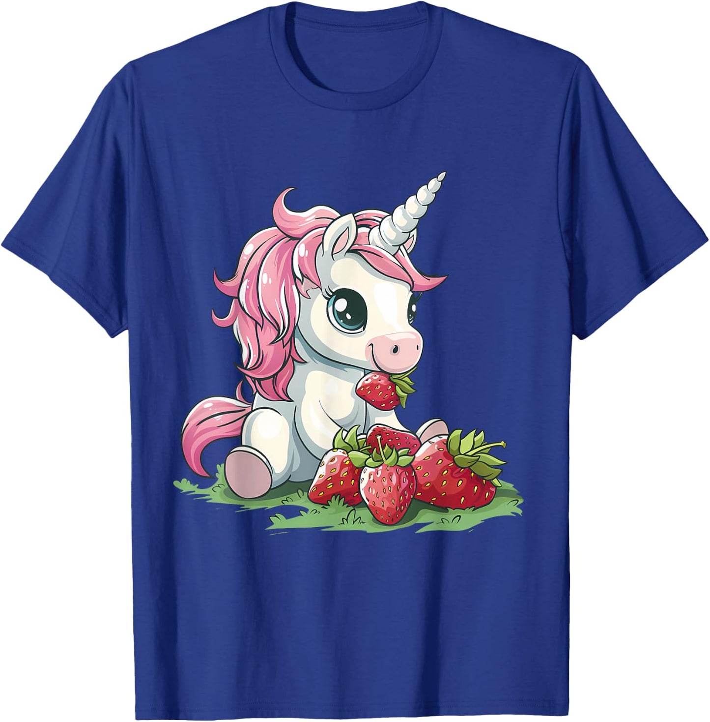 Strawberry Unicorn Cute Strawberries Drawing Motif T-Shirt - T-Shirt | Royal