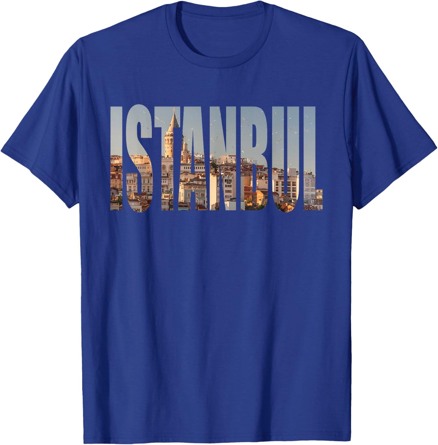 Istanbul Turkey Urban Skyline Photography Font T-Shirt - T-Shirt | Royal