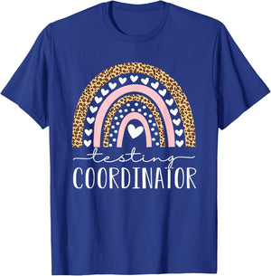 Testing Coordinator Rainbow Leopard Test Day Teacher Student Men Women Kids T-Shirt - T-Shirt | Royal