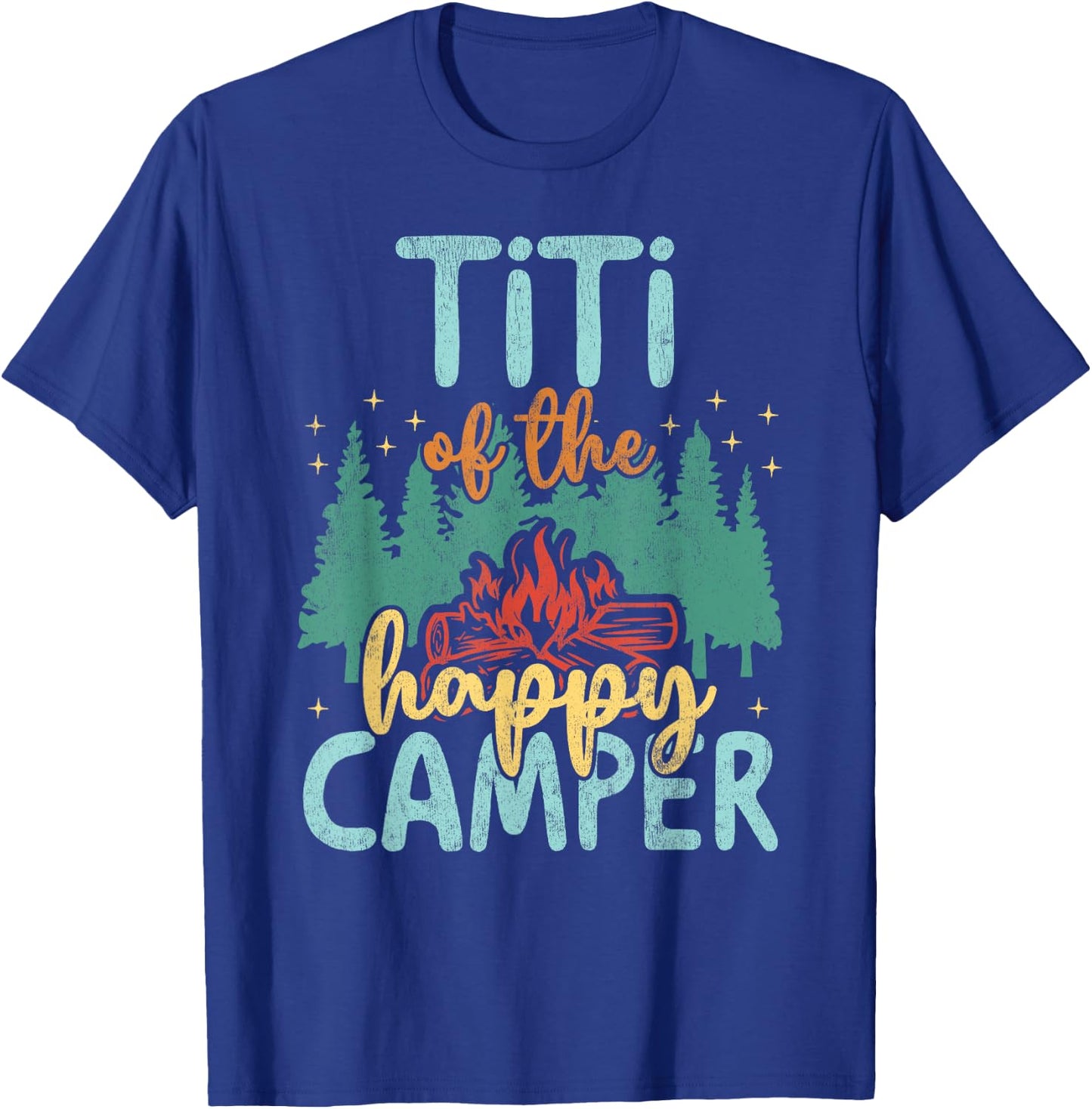 Titi of Happy Camper 1st Birthday Party Retro Titi T-Shirt - T-Shirt | Royal