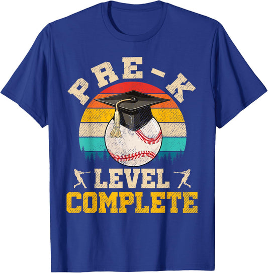 Pre-K Level Complete Baseball Boy Last Day Of School T-Shirt - T-Shirt | Royal