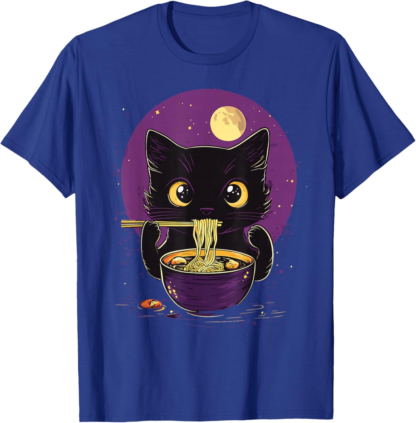 Cat Ramen Japanese Funny Graphic Kawaii Cat Anime T-Shirt - T-Shirt | Royal