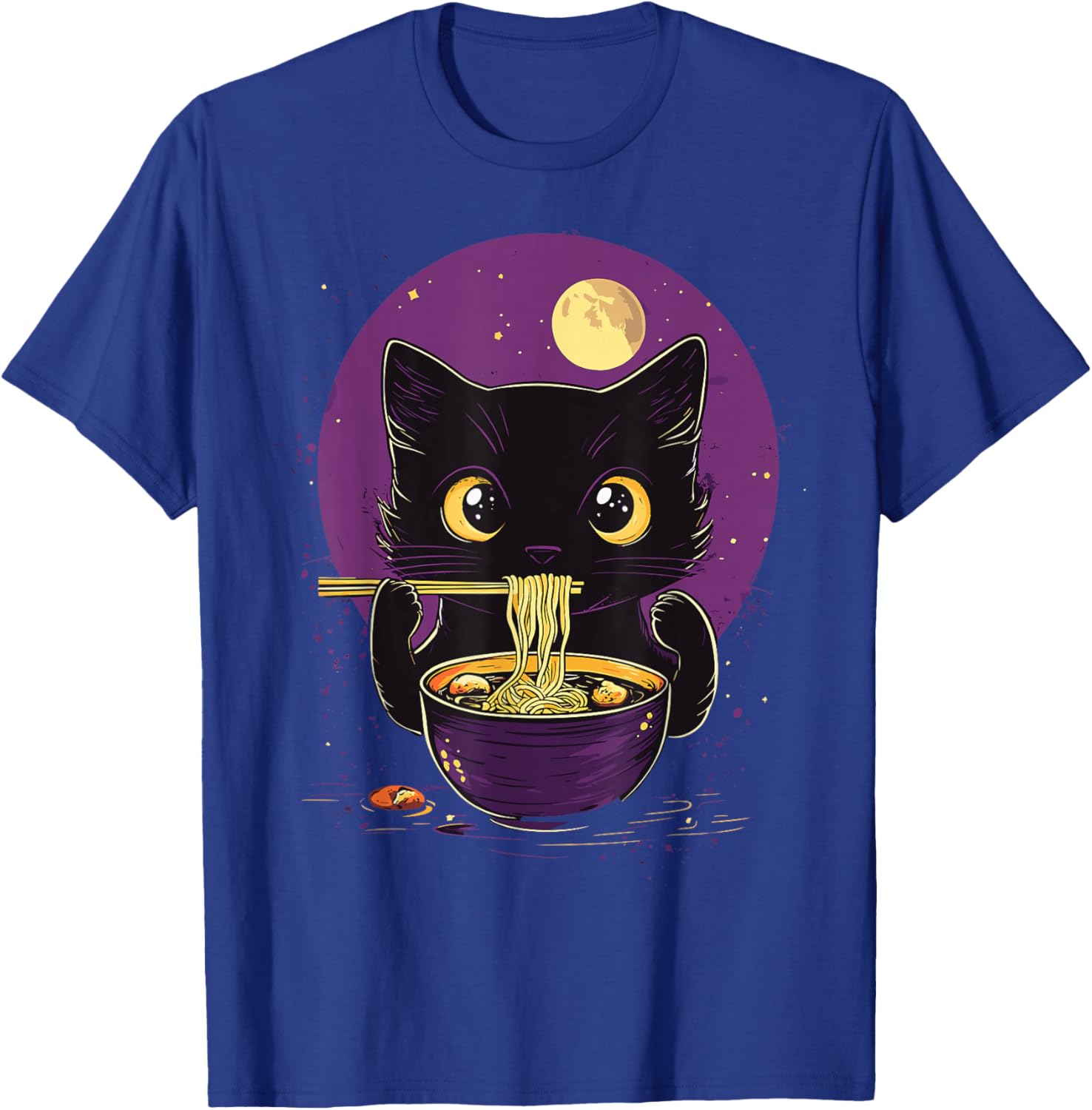 Cat Ramen Japanese Funny Graphic Kawaii Cat Anime T-Shirt - T-Shirt | Royal