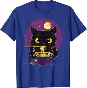 Cat Ramen Japanese Funny Graphic Kawaii Cat Anime T-Shirt - T-Shirt | Royal