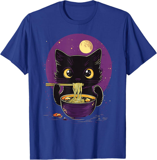 Cat Ramen Japanese Funny Graphic Kawaii Cat Anime T-Shirt - T-Shirt | Royal